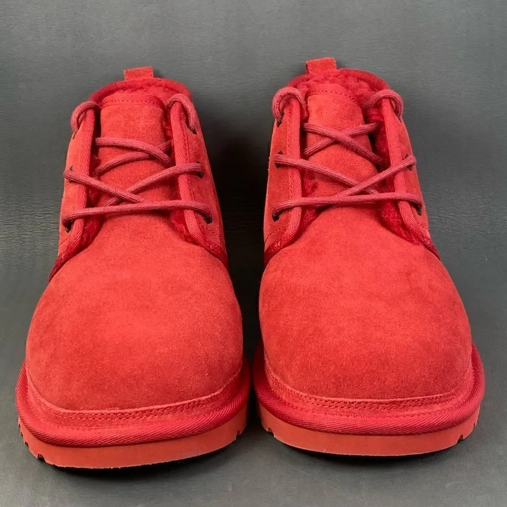 UGG Neumel Men Samba Red Suede Lace-up Wool Sockliner Chukka Boots shoes size